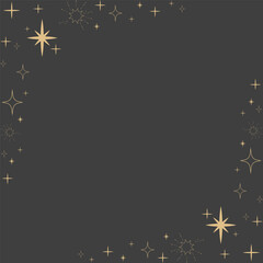 Wall Mural - golden celestial minimal esoteric corner frame, star border, mystyc linear decoration with dots, sta