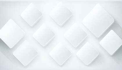 Poster - White geometric square background in paper art style. Use for banners, website covers, and print ads. Modern abstract background with 3d white paper art-style texture.