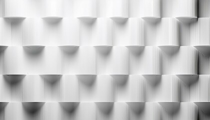 Poster - Random shifted hard stepped wide white wave bands background wallpaper template banner. Abstract white background. Light gray squares or blocks on white background. Abstract high-resolution geometric 
