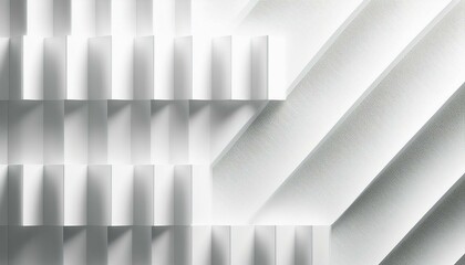 Poster - Random shifted hard stepped wide white wave bands background wallpaper template banner. Abstract white background. Light gray squares or blocks on white background. Abstract high-resolution geometric 