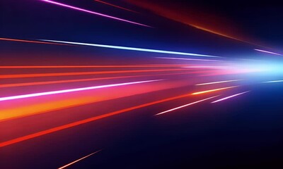 Wall Mural - 4k high-speed light animation with neon blue and red trails, creating a dynamic and futuristic desig