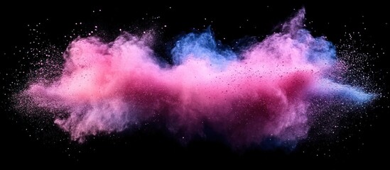 Wall Mural - Pink and blue powder explosion isolated on black background.