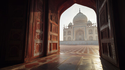 the taj mahal is a famous, historical building in india. it's a beautiful tomb built in a traditiona