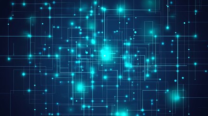 Poster - Abstract digital network with glowing lines and dots.