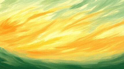 Green and yellow abstract painting, ideal for creating backgrounds