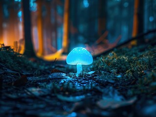 Sticker - Glowing mushroom in a magical forest