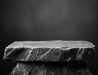 Poster - Dramatic stone slab on dark background