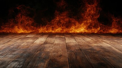 Canvas Print - Raging fire on wooden floor