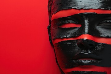 Poster - Abstract black and red face painting