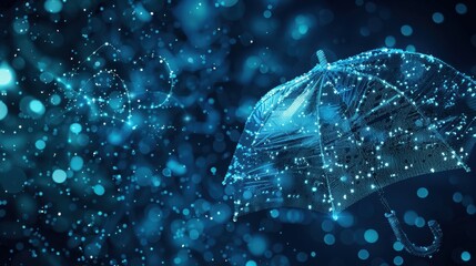 Poster - Digital Umbrella with Sparkling Particles Abstract Design
