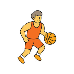 Canvas Print - Basketball Player Cartoon Silhouette Concept.