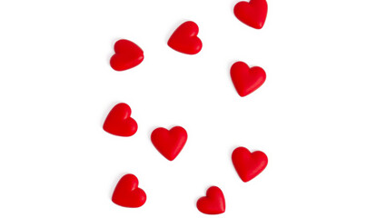 Poster - Red Hearts Scattered on White Background