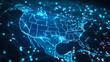 © TAEWON - Digital map of USA, concept of North America global network and connectivity, data transfer and cyber technology, information exchange and telecommunication Generative AI