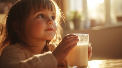 child enjoying morning milk moment