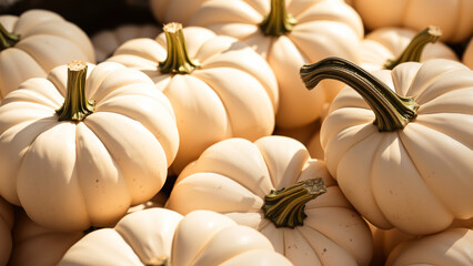 Canvas Print - Close Up of White Pumpkins