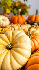 Wall Mural - Closeup of a Creamy White Pumpkin