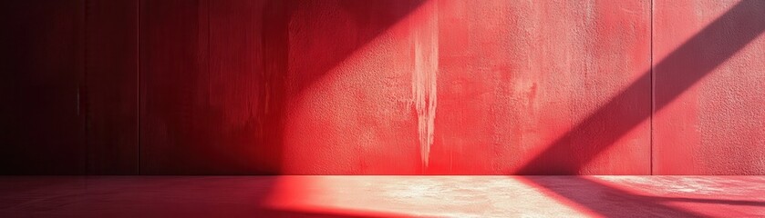 Poster - Red Wall with Diagonal Shadow and Platform