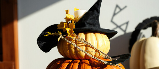 Sticker - Pumpkin Wearing a Witch Hat