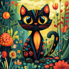 Naklejka na meble Feline Fantasy: Whimsical Cat in Wonderland