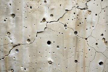 Poster - Cracked concrete wall with holes showing detailed texture