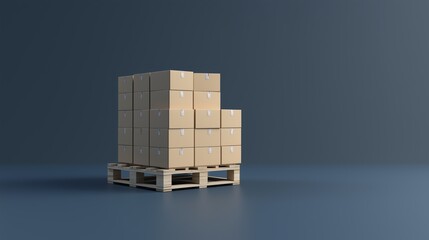 Poster - a neatly stacked arrangement of cardboard boxes on a wooden pallet in a warehouse setting during day