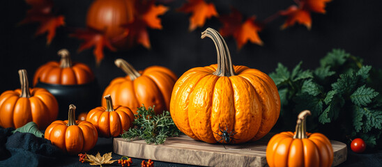 Sticker - Autumnal Still Life with Pumpkins and Spider