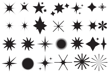 Wall Mural - Twinkling stars. Shine icons .Sparkle star icons .Star icons. Sparkles, shining burst. Christmas vector symbols isolated. Design on white background.