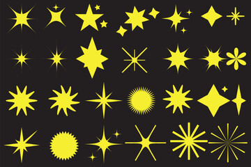 Wall Mural - Twinkling stars. Shine icons .Sparkle star icons .Star icons. Sparkles, shining burst. Christmas vector symbols isolated. Design on white background.