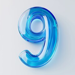 Poster - A translucent blue number nine displayed against a light background, showcasing its sleek and modern design
