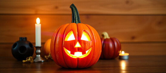 Poster - Jack-O-Lantern With Candlelight