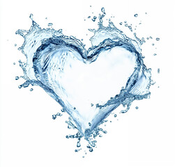 Aufkleber - Water splashing, forming a heart shape on white background