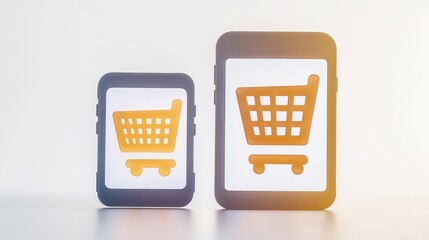 Poster - Laptop and Smartphone Side by Side with Glowing Screens