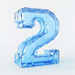 Poster - a translucent blue number two design displayed against a light background, illustrating creativity a