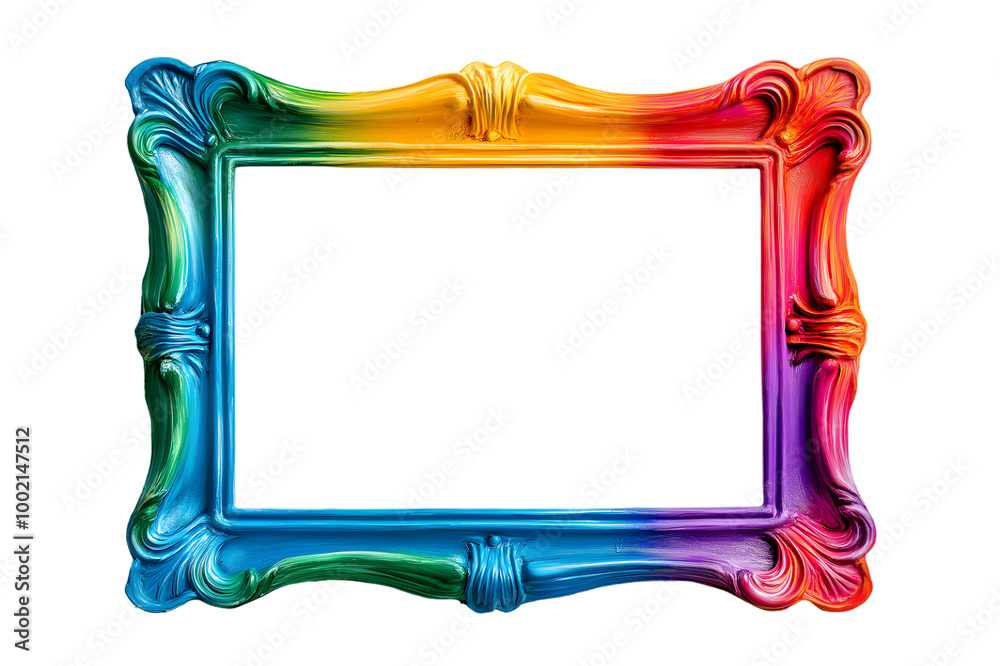 Colorful photo frame on a transparent background, Rectangular frame ...