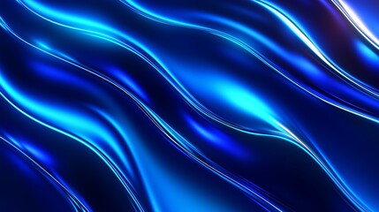 Poster - abstract blue waves flowing smoothly, creating dynamic patterns and textures in a vibrant digital de