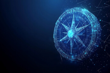 Poster - A digital compass design representing navigation and technology in a futuristic style.