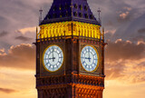 Fototapeta Big Ben - Big Ben clock at sunset, London, United Kingdom