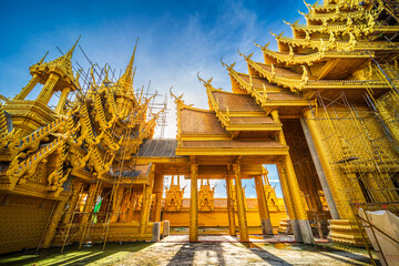 The beautiful Temple (Thai language:Wat Chan West) is a Buddhist temple (Thai language:Wat) It is a major tourist attraction Phitsanulok,Thailand,Under construction