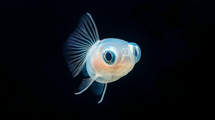 Poster - A detailed and mesmerizing view of a remarkable barreleye fish showcasing its transparent head and its distinctive upward facing eyes