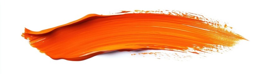 Bright Orange Paint Brush Stroke Isolated on White Background, Vibrant Color Splash, Artistic Design Element for Creative Projects