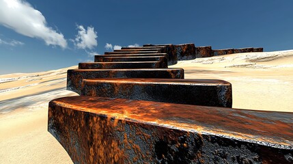 Rusty Stairs in the Desert Landscape