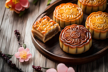 Poster - Delicious moon cake for Mid-Autumn Festival.