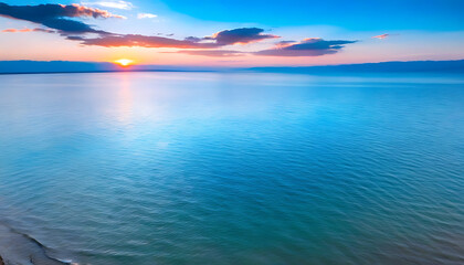 Wall Mural - Beautiful sunsets over Qinghai Lake with serene waves.