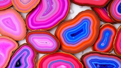 Wall Mural - Agate Slices, Colorful Bands