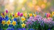 © MyDorkyDolphin - A spring-inspired flowers border featuring daffodils, crocuses, and hyacinths in vibrant colors, framing the image with a burst of springtime cheer. 8k UHD, suitable for high-quality printing