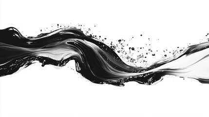 Poster - A dynamic swirl of black and white fluid captures motion and contrast in an artistic arrangement on a bright background