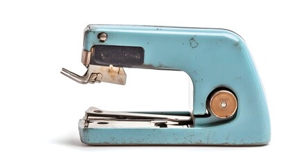 Poster - Broken Stapler with Bent Hinge Isolated on Clean White Background Unusable Office Supply Equipment for Business or Workplace
