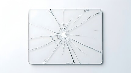 Aufkleber - Broken tablet screen with deep intricate cracks running across the glass isolated against a clean white background  This image represents technology failure device malfunction