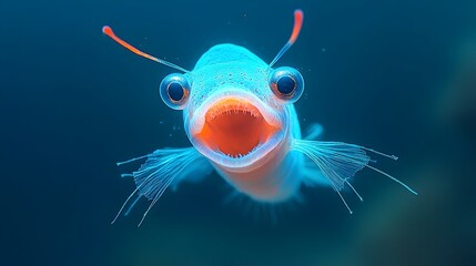 Poster - Captivating close up of a gulper eel with its wide open mouth and elongated luminous body revealing the creature s mesmerizing and otherworldly nature in the deep ocean environment