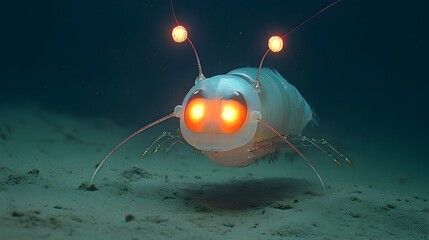 Aufkleber - Captivating Crustacean Glowing Antennae and Reflective Segmented Body of a Deep Sea Organism   An Extraordinary Underwater Capture of a Mysterious Marine Creature